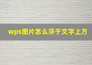 wps图片怎么浮于文字上方