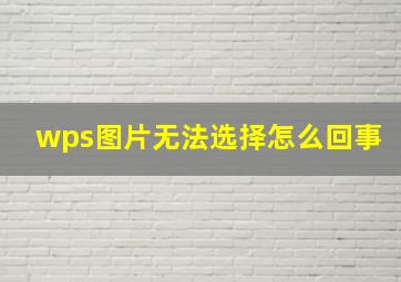 wps图片无法选择怎么回事