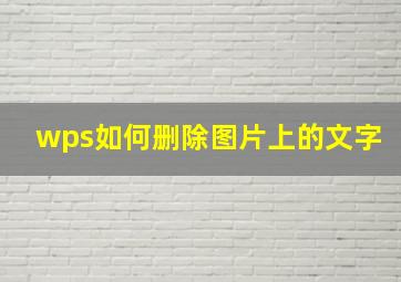 wps如何删除图片上的文字