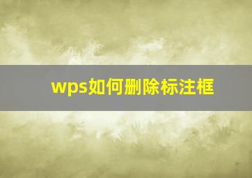 wps如何删除标注框