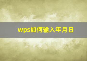 wps如何输入年月日