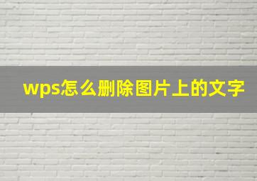 wps怎么删除图片上的文字