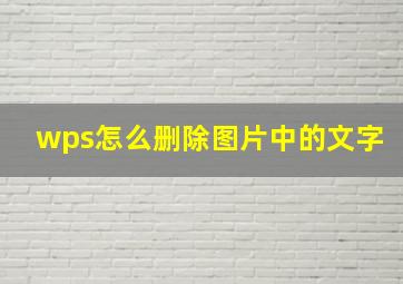 wps怎么删除图片中的文字