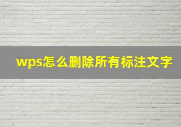 wps怎么删除所有标注文字