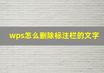 wps怎么删除标注栏的文字