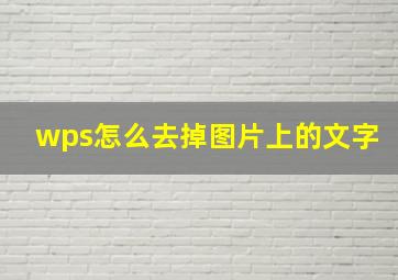 wps怎么去掉图片上的文字