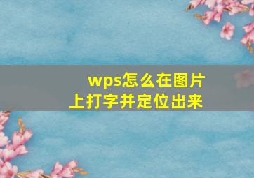 wps怎么在图片上打字并定位出来