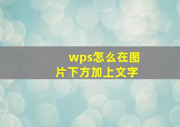 wps怎么在图片下方加上文字