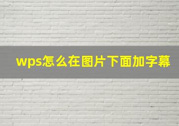 wps怎么在图片下面加字幕