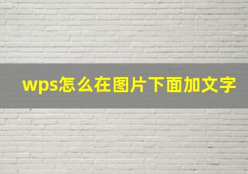 wps怎么在图片下面加文字