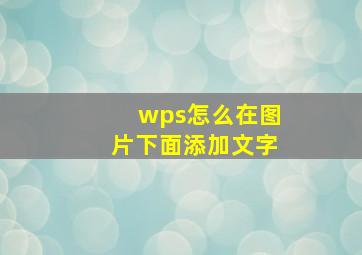 wps怎么在图片下面添加文字