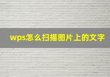 wps怎么扫描图片上的文字