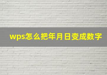 wps怎么把年月日变成数字