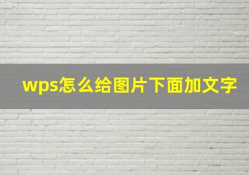 wps怎么给图片下面加文字