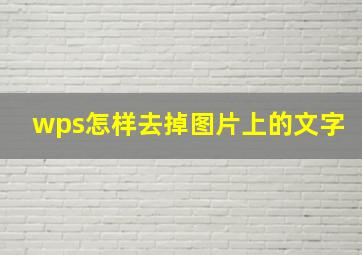 wps怎样去掉图片上的文字