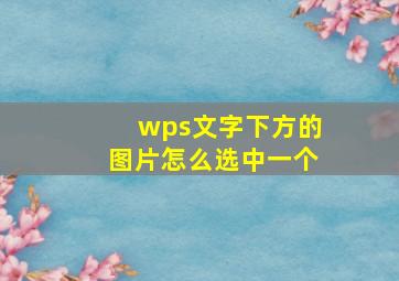 wps文字下方的图片怎么选中一个