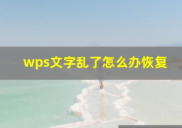 wps文字乱了怎么办恢复