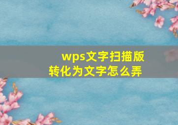 wps文字扫描版转化为文字怎么弄