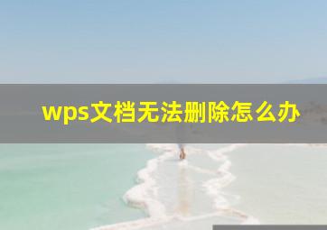 wps文档无法删除怎么办