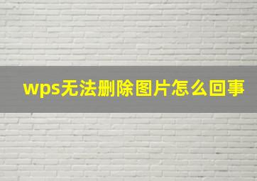 wps无法删除图片怎么回事