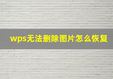 wps无法删除图片怎么恢复