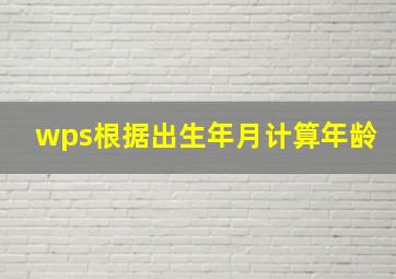 wps根据出生年月计算年龄