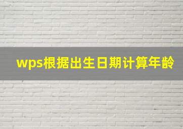 wps根据出生日期计算年龄