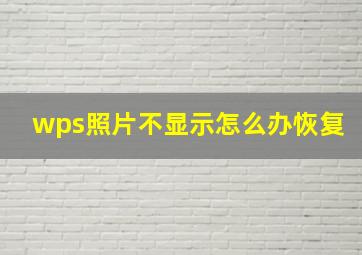 wps照片不显示怎么办恢复