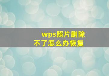 wps照片删除不了怎么办恢复