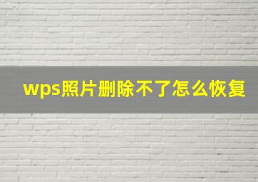 wps照片删除不了怎么恢复