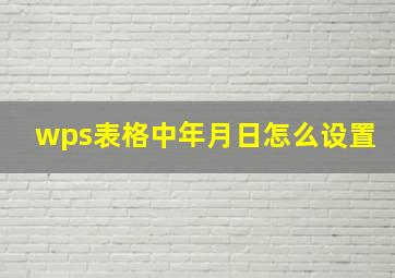 wps表格中年月日怎么设置