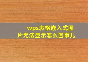 wps表格嵌入式图片无法显示怎么回事儿