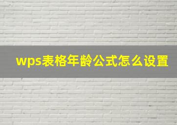 wps表格年龄公式怎么设置