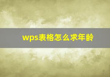 wps表格怎么求年龄