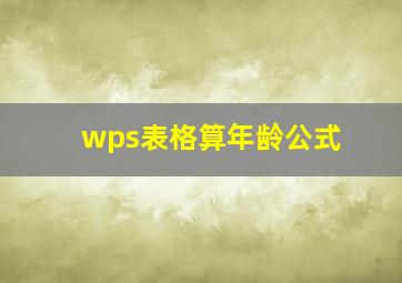 wps表格算年龄公式