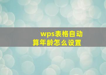 wps表格自动算年龄怎么设置