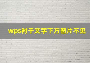 wps衬于文字下方图片不见