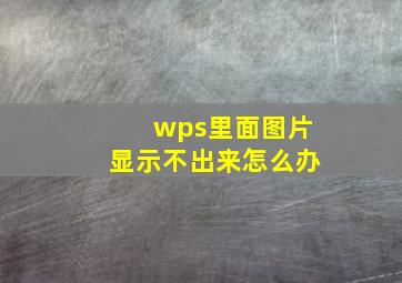 wps里面图片显示不出来怎么办