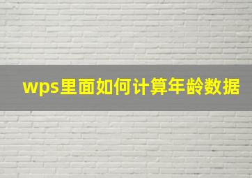 wps里面如何计算年龄数据