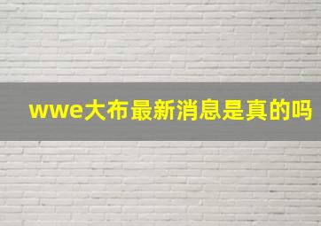 wwe大布最新消息是真的吗