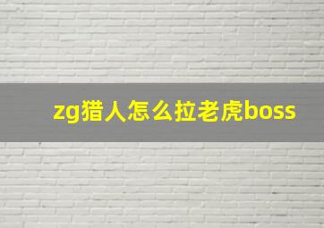 zg猎人怎么拉老虎boss