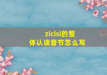 zicisi的整体认读音节怎么写