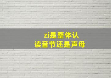 zi是整体认读音节还是声母