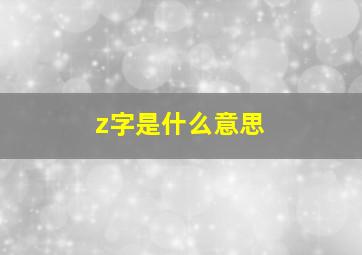 z字是什么意思