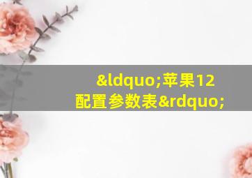 “苹果12配置参数表”