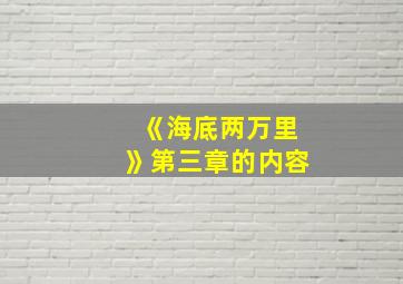 《海底两万里》第三章的内容