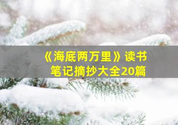 《海底两万里》读书笔记摘抄大全20篇