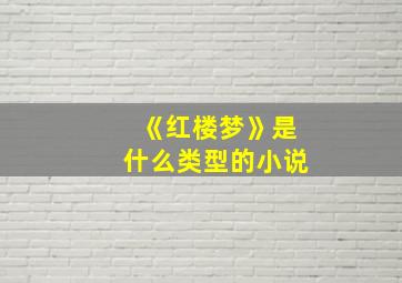 《红楼梦》是什么类型的小说