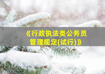 《行政执法类公务员管理规定(试行)》