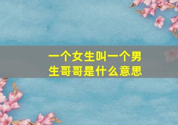 一个女生叫一个男生哥哥是什么意思